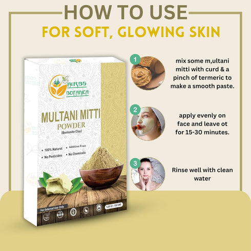 Multani Mitti Earth Clay, 100% Natural Indian Healing Clay Mask for Skin Care, 5.3 oz