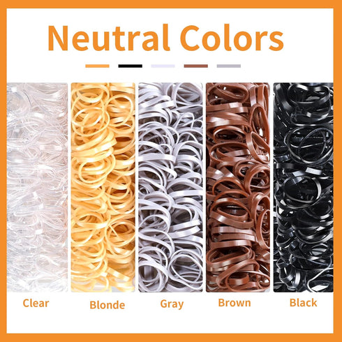YGDZ Elastic Hair Bands, 600 Pcs Mini Hair Ties in 5 Colors, Elastic Hair Ties for Girls and Women
