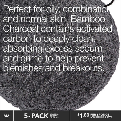 Minamul 5 Pack Konjac Exfoliating Organic Facial Sponge Set, Gentle Daily Face Scrub for All Skin Types