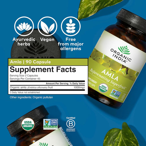 Immune 90 ORGANIC INDIA Amalaki Herbal Vitamin Supplement - Support, Vitamin C, Vegan, Gluten-Free, Kosher, Ayurvedic
