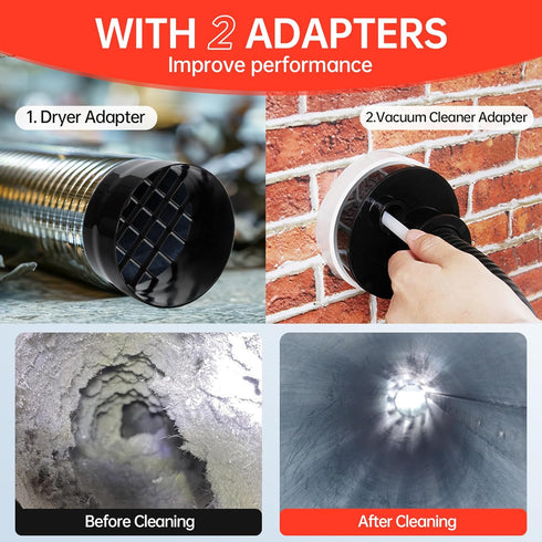 BLuesea Dryer Vent Cleaner Kit, 15-Piece Ultimate Dryer Cleaning Kit with 30 Feet Dryer Vent Brush and Vacuum