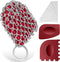 Herda 4 Pieces Cast Iron Scrubber Tool Kit, Chain Mail Scrubber, Steel Skillet Brush, Plastic Pan Scraper Set