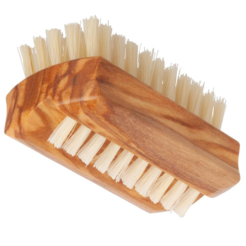 REDECKER Natural Pig Bristle Travel Nail Brush with Waxed Olive Wood Handle, 2-1/4-Inches