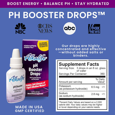 Alkalife pH Booster Drops, 1.25oz - Patented Alkaline Water Booster for Immune Support & Overall Wellness