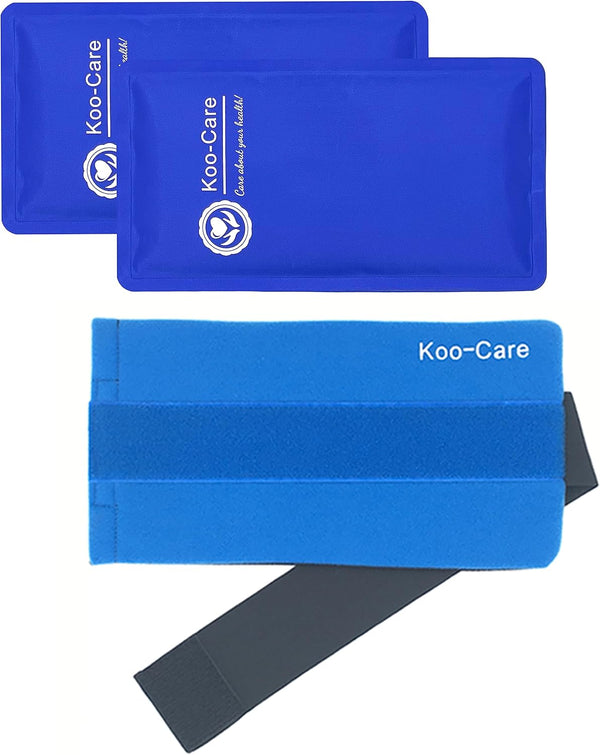 Koo-Care 2 Gel Ice Pack for Injuries, Reusable Flexible Hot Cold Pack Wrap for Pain Relief, 10" x 5"