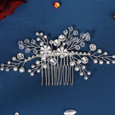 Wedding Hair Comb Pearl Bride Headpieces Rhinestone Bridal Side Hair Accessories Hair Jewelry for Women and Girls (Pearl hair comb)