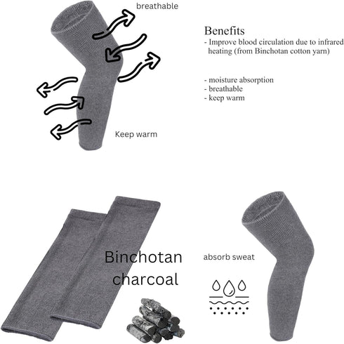 Knee Warmers, Long Cotton Knee Sleeves for Joint Pain Relief, Circulation Improvement for Arthritis Knees