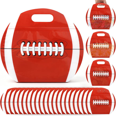Nuanxinrouju 25pcs Football Snack Bags with Handles Reusable Ziplock Stand-Up Plastic,Party Favors Goodie