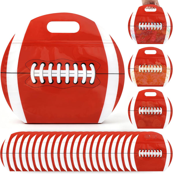 Nuanxinrouju 25pcs Football Snack Bags with Handles Reusable Ziplock Stand-Up Plastic,Party Favors Goodie