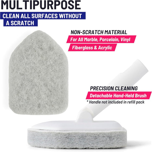 Replacement Scrubber Sponge Head for Extendable Tub Tile Shower Scrubber, Non-Scratch (2X Scrubber Sponge Gray)