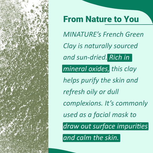 Minature French Green Clay Powder - Montmorillonite for Skincare Face Masks, Pure & Natural Detoxifier (227G)