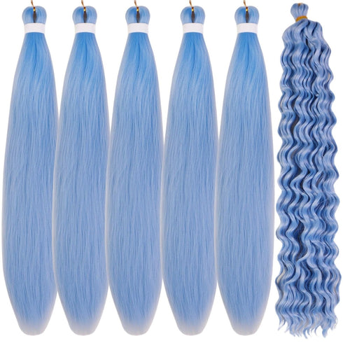 Leticia Baby Blue Braiding Hair - Boho Curly Hair for Braiding, Boho Braids