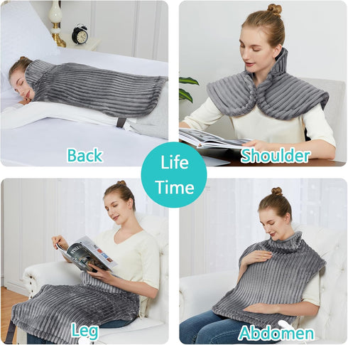CAROMIO Heating Pad for Back Pain Relief, Large Electric Heating Pad with Auto Shut Off and 6 Heat Settings