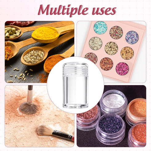RAYNAG 6 Pieces Mini Empty Loose Powder Bottle, Travel Cosmetic Glitter Shaker with Sifter and Lids