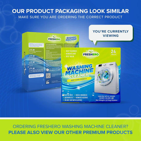 Washing Machine Cleaner Tablets 24 Pack, Descaler & Deep Cleaning Solution for HE, Top Load & Front Loader Washers,