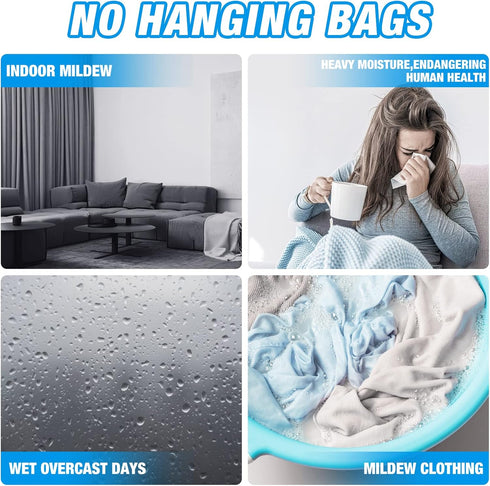 ZSZMFH 12 Pack Moisture Absorber Hanging Bags, Fragrance Free Humidity Packs for Closet Dehumidifier