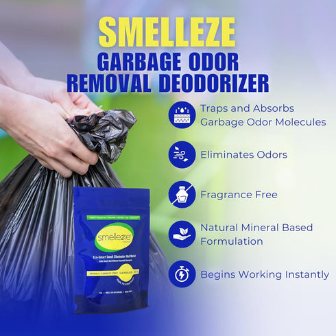 SMELLEZE Natural Garbage Smell Removal Deodorizer: 2 lb. Granules for Ridding Smelly Trash Stench