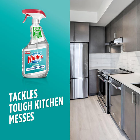 Packaging 32 Oz Windex Vinegar Glass and Surface Cleaner Spray Bottle, Designed to Prevent Leakage and Breaking