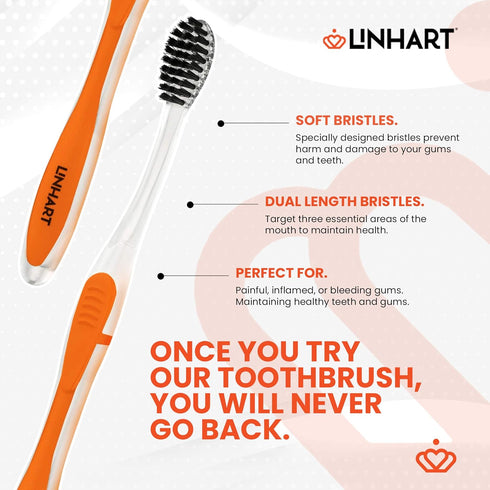 LINHART Extra Soft Toothbrush, Teeth Whitening with Multi Length Bristles, 2 Pack