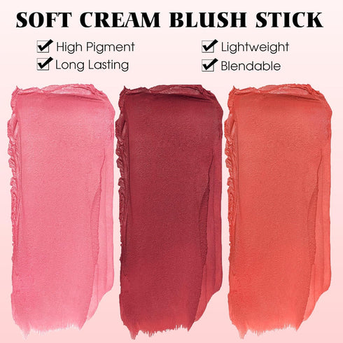 Blush Stick for Cheeks, Cream Makeup Blush Wand, Natural Blendable Waterproof Korean Matte Tint (#01 Shy Pink)