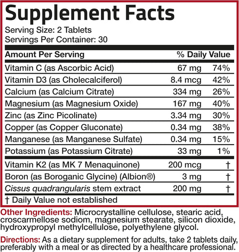 Bronson Bone Health & Strength Complex - High Potency 200 MCG Vitamin K2 as MK7, Calcium, Boron, Magnesium, Vitamin D3