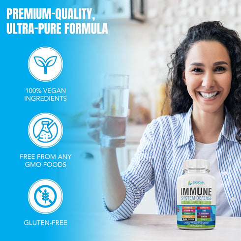 10 in 1 Immune System Support Supplement, Vitamin C (1000 mg), Quercetin, Vitamin D3 (5000iu), Zinc, Elderberry, and
