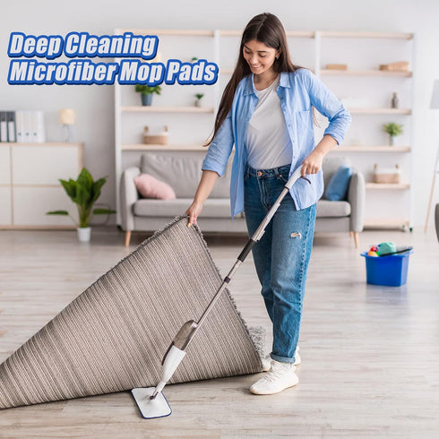 8 Pieces Microfiber Cleaning Pads, Compatible with Bona Mop, Reusable 18 Inch Mop Replacement Pads