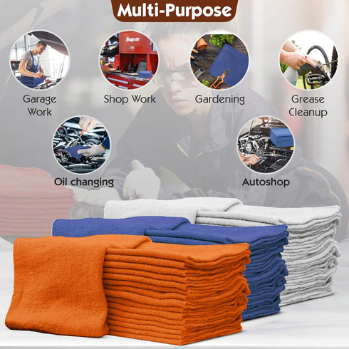 Nabob Wipers 100 Pack 100% Commercial 14"x14" (100 Pack, Auto Mechanic Shop Towels Bulk Rags Cotton Grade Shop Rags