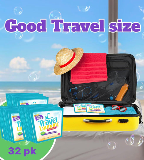 Skywin Travel Laundry Detergent, 10 ml, 32 Pack, Effective Travel Detergent Packets for Sink Washing.