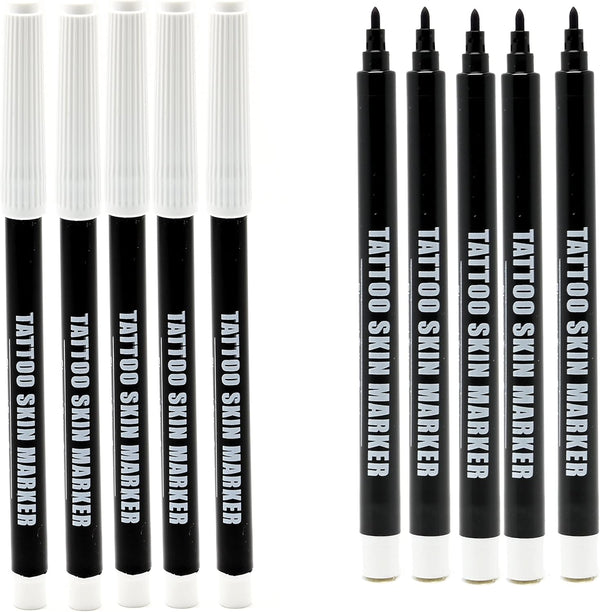 Tattoo Skin Markers - Color Purple - Disposable Bold Tip for Freehand Tattoos (10-PACK)