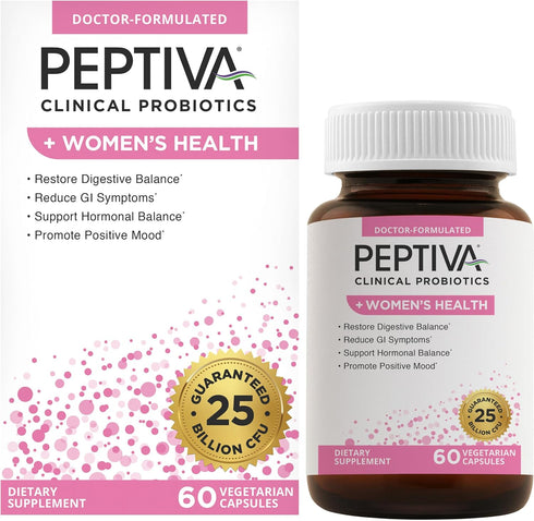 Peptiva Probiotics for Women's Health, 25 Billion CFU, 60 Vegetarian Capsules for Digestive Support