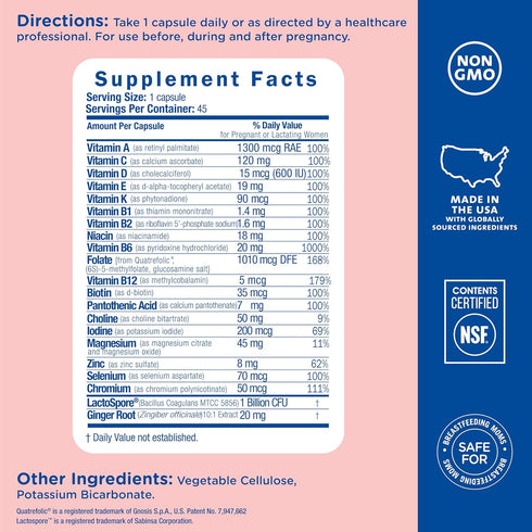 Mommy's B6 B12, (45 Bliss Prenatal Multivitamin + Probiotic for Women w/ Folic Acid, Supports Baby Development & Mom's