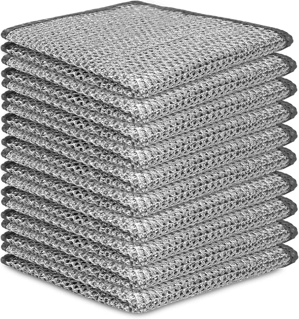 Zero Scratch Steel Wire Dishcloth, Double-layer Cleaning Cloth for Washing Dishes, Non-Scratch Scrubbing Pads, 10 pcs
