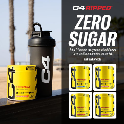 Cellucor C4 Ripped Pre Workout Powder, Cherry Lemonade, 30 Servings, Sugar Free Energy Supplement