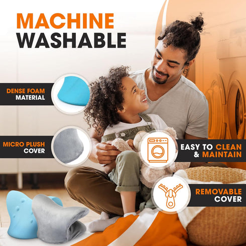 Cheer Collection Neck and Shoulder Relaxer - Washable Cover Neck Stretcher Pillow for Pain Relief, Gray
