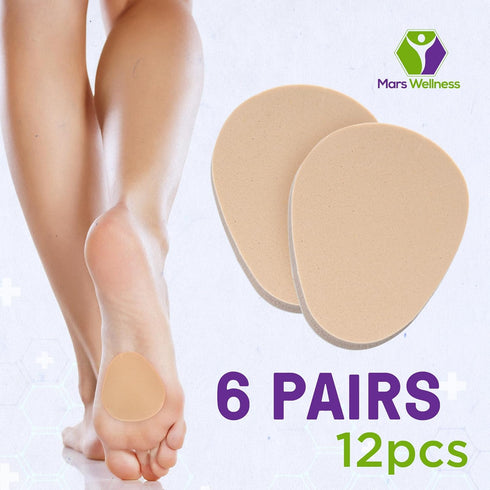 Metatarsal Firm Tan Foam Foot Pad, 1/4" Thick Cushions, 6 Pairs (12 Pieces)
