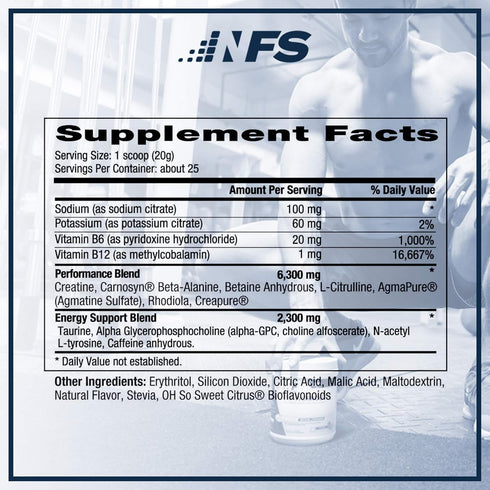 NF Sports Pre-Workout, Supports Energy, Cognitive Function, Strength, Strawberry Lemonade Flavor, 25 Servings