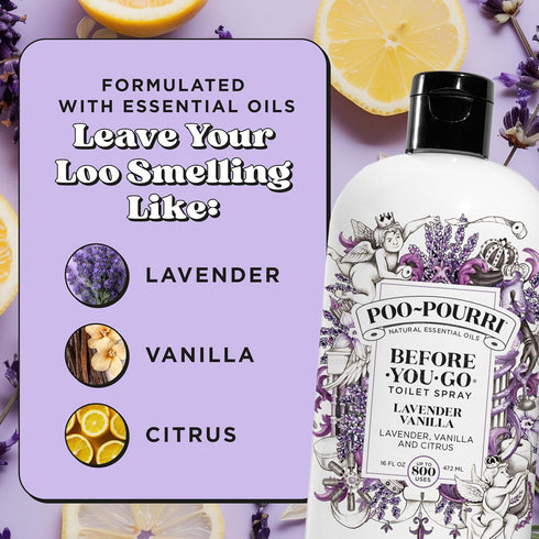 Vanilla,16 Oz, 800 Poo-Pourri Before-You-Go Toilet Spray Refill, Lavender Fl Up to Uses, Bathroom Odor Deodorizer