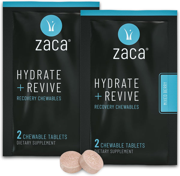 Zaca Recovery Chewable Supplement | Hydrate + Revive | Party, Travel, Exercise & Altitude | Non-Sugar & Non-Gluten |