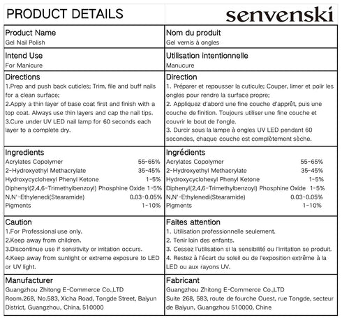 senvenski Color Changing Gel Nail Polish Kit, UV/LED Soak Off Nail Art Set with Glitter Colors