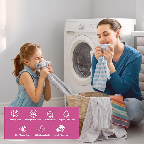 Air Jungles Laundry Detergent Sheets, Flora Bliss Scent, 50 Count, Up to 100 Loads