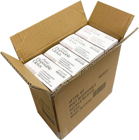KingSeal Light Duty Poly Disposable Gloves, Powder-Free, Latex-Free, Size Medium - 1 Box of 500