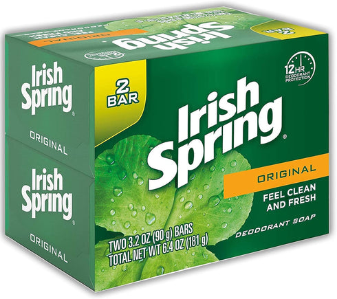 Irish Spring Original Scent Bar Soap, 3.2 oz, Pack of 2
