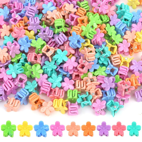 YISSION 200Pcs Mini Flower Hair Clips for Girls - Cute Flower Claw Clips, Toddler Baby Kids Hair Accessories, Random