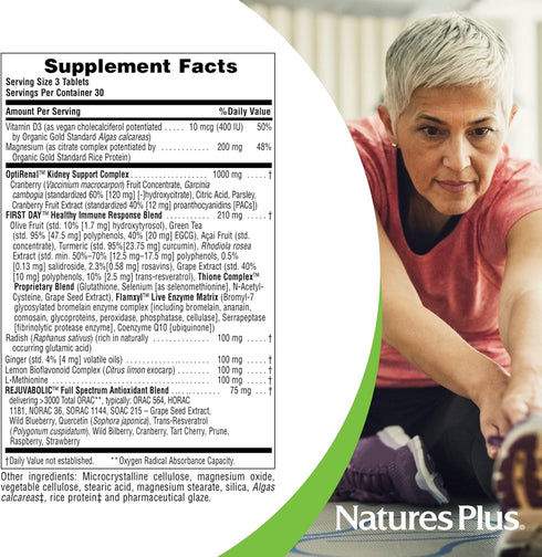 Natures Plus AgeLoss Kidney Support - 90 Tablets with Vitamin D3 & Magnesium, Vegetarian, Gluten Free