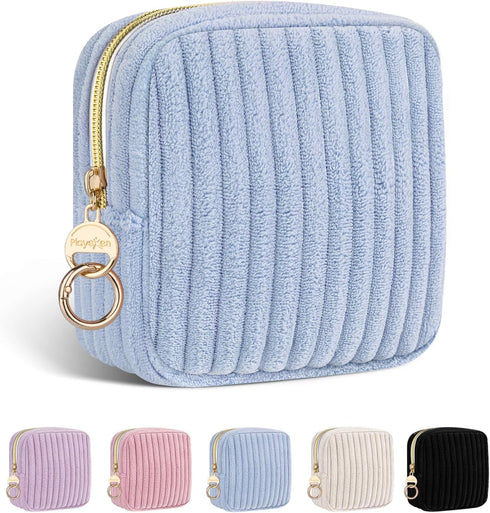 Period Bag for Teen Girls, Corduroy Sanitary Napkin Storage Bag, Fluffy Menstrual