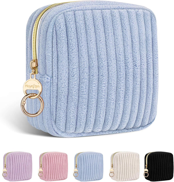 Period Bag for Teen Girls, Corduroy Sanitary Napkin Storage Bag, Fluffy Menstrual