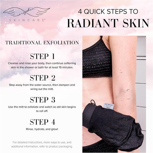 Seraphic Skincare Premium Exfoliating Mitt, Gentle Korean Exfoliating Glove for Sensitive Skin