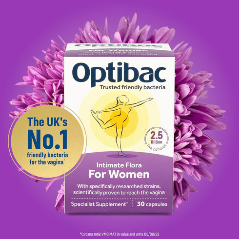 Optibac Probiotics For Women - Vegan Probiotic to Support Vagina Flora and Urinary Tract Health, 2.5 Billion CFU - 30 Capsules