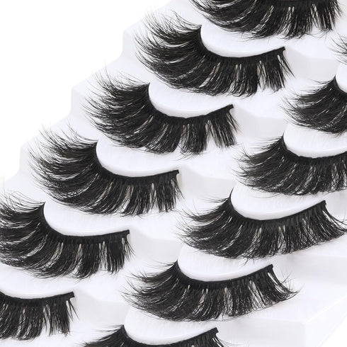 Losha False Lashes - Super Fluffy Faux Mink Eyelashes, Dramatic Long and Full Fake Eyelashes, 7 Pairs Pack